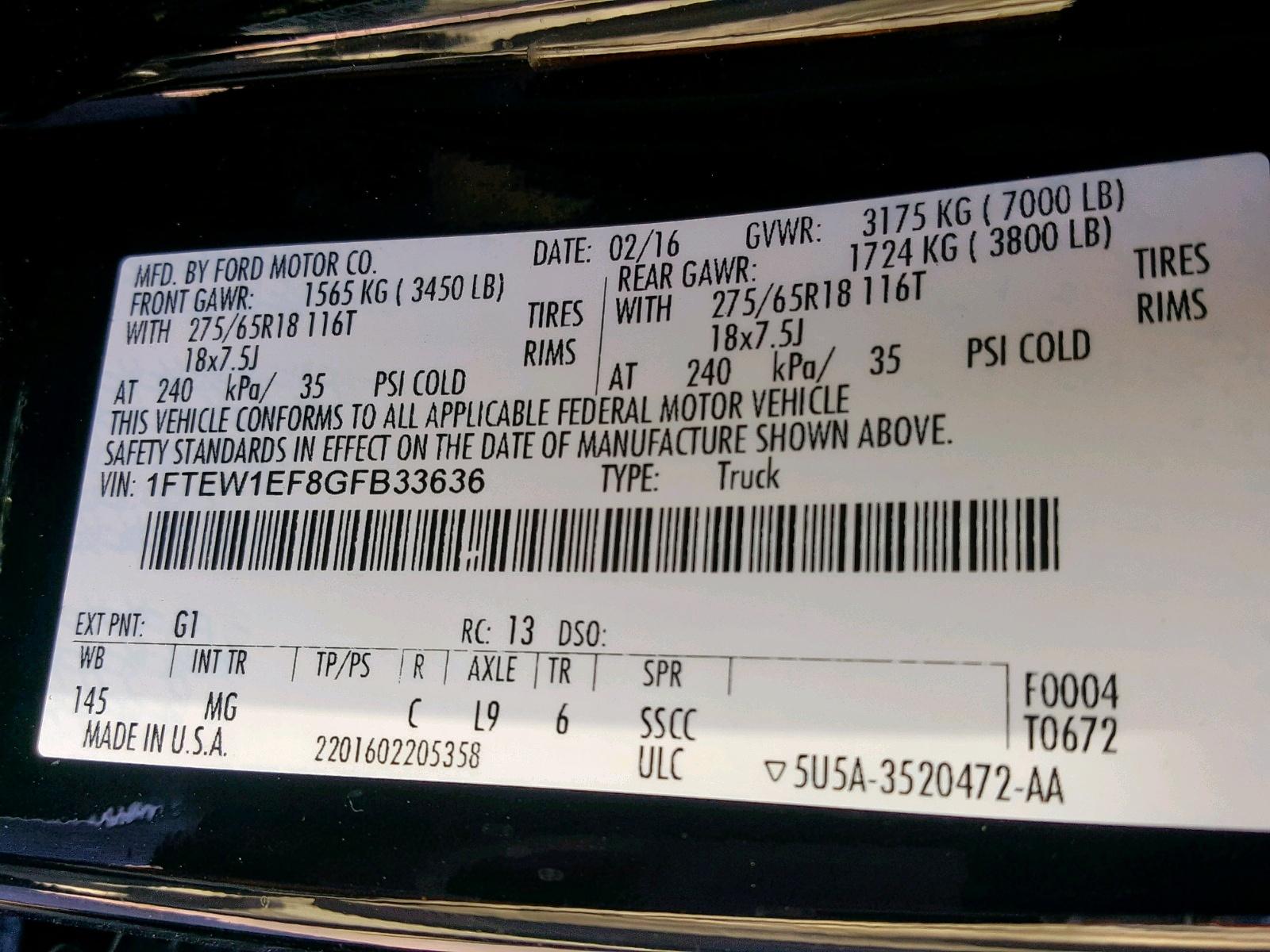 2016 Ford F150 Supercrew