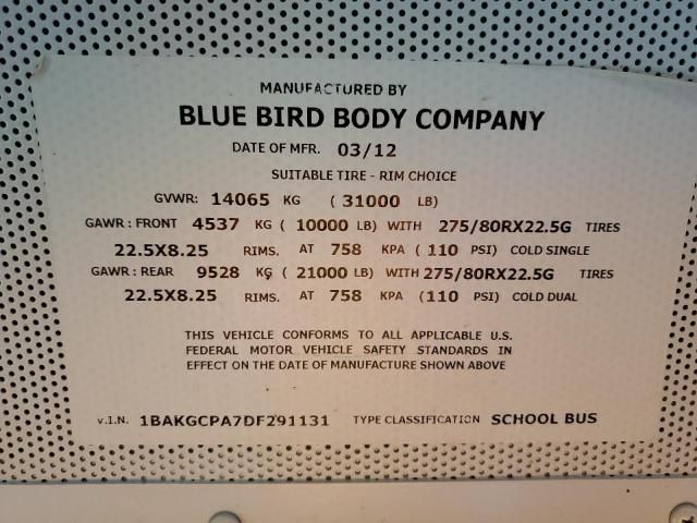 2013 Blue Bird School Bus / Transit Bus