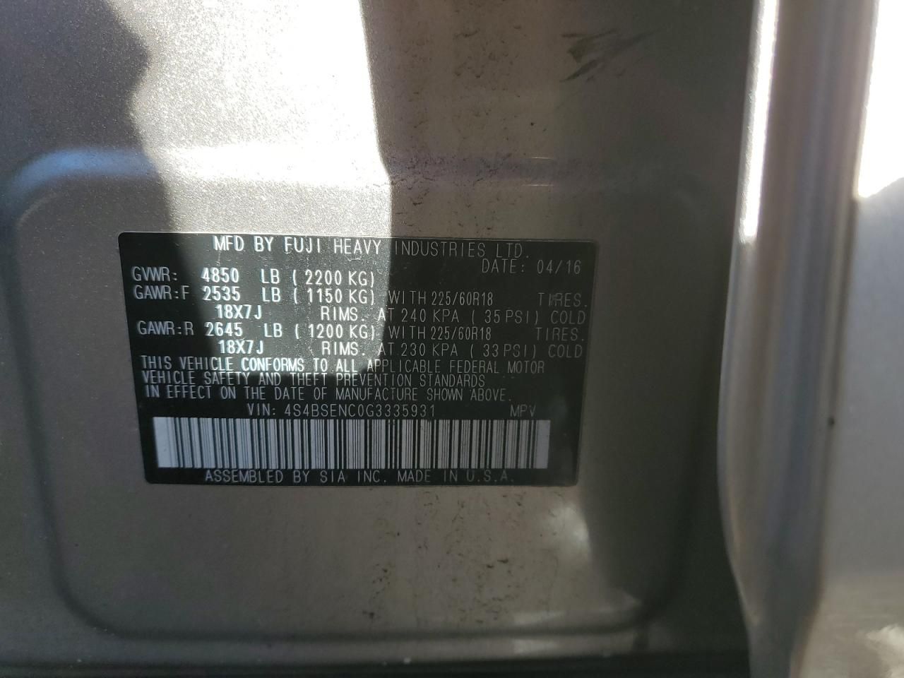 2016 Subaru Outback 3.6R Limited