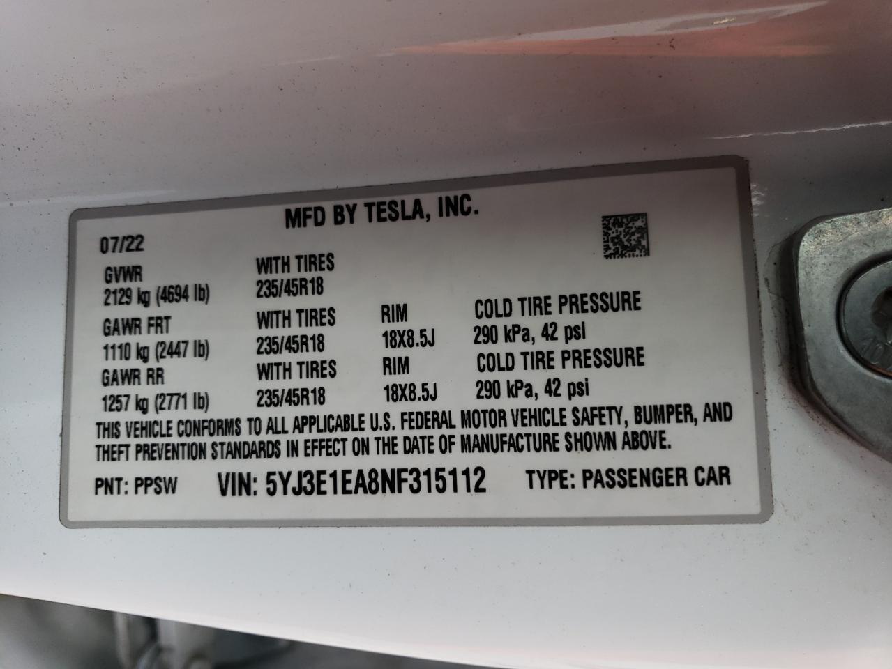 2022 Tesla Model 3