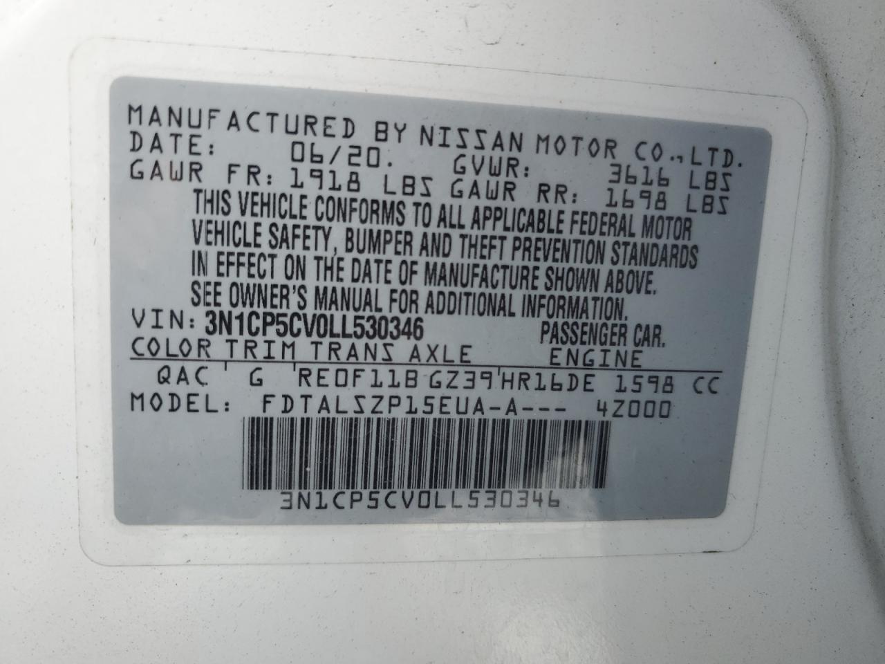 2020 Nissan Kicks sv