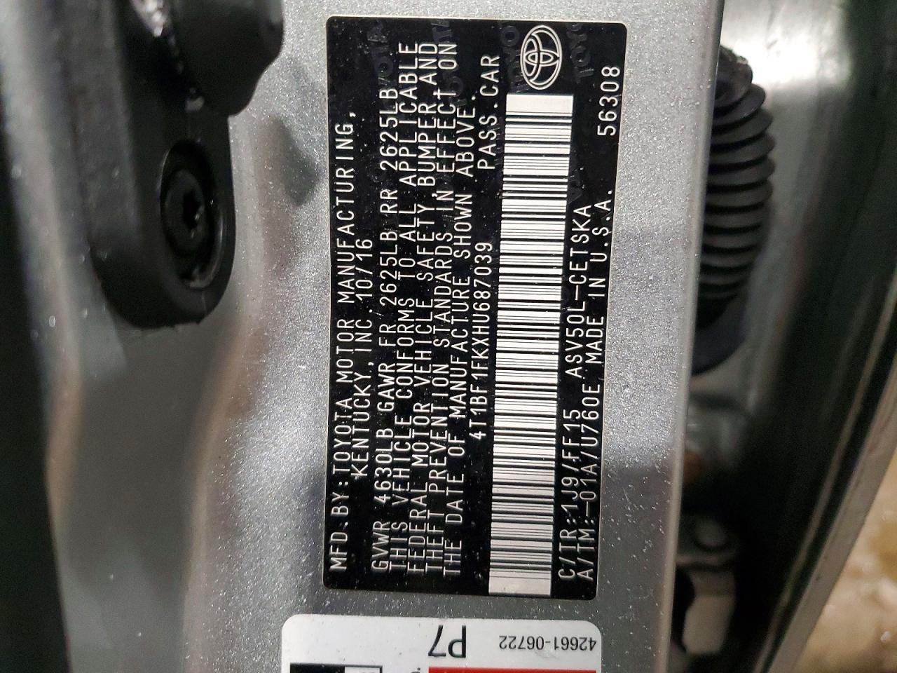 2017 Toyota Camry le