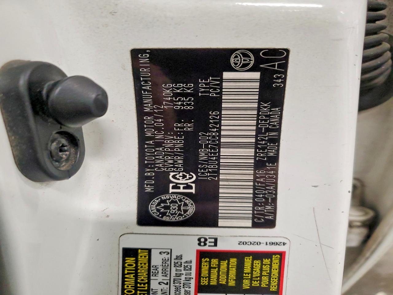 2012 Toyota Corolla Base