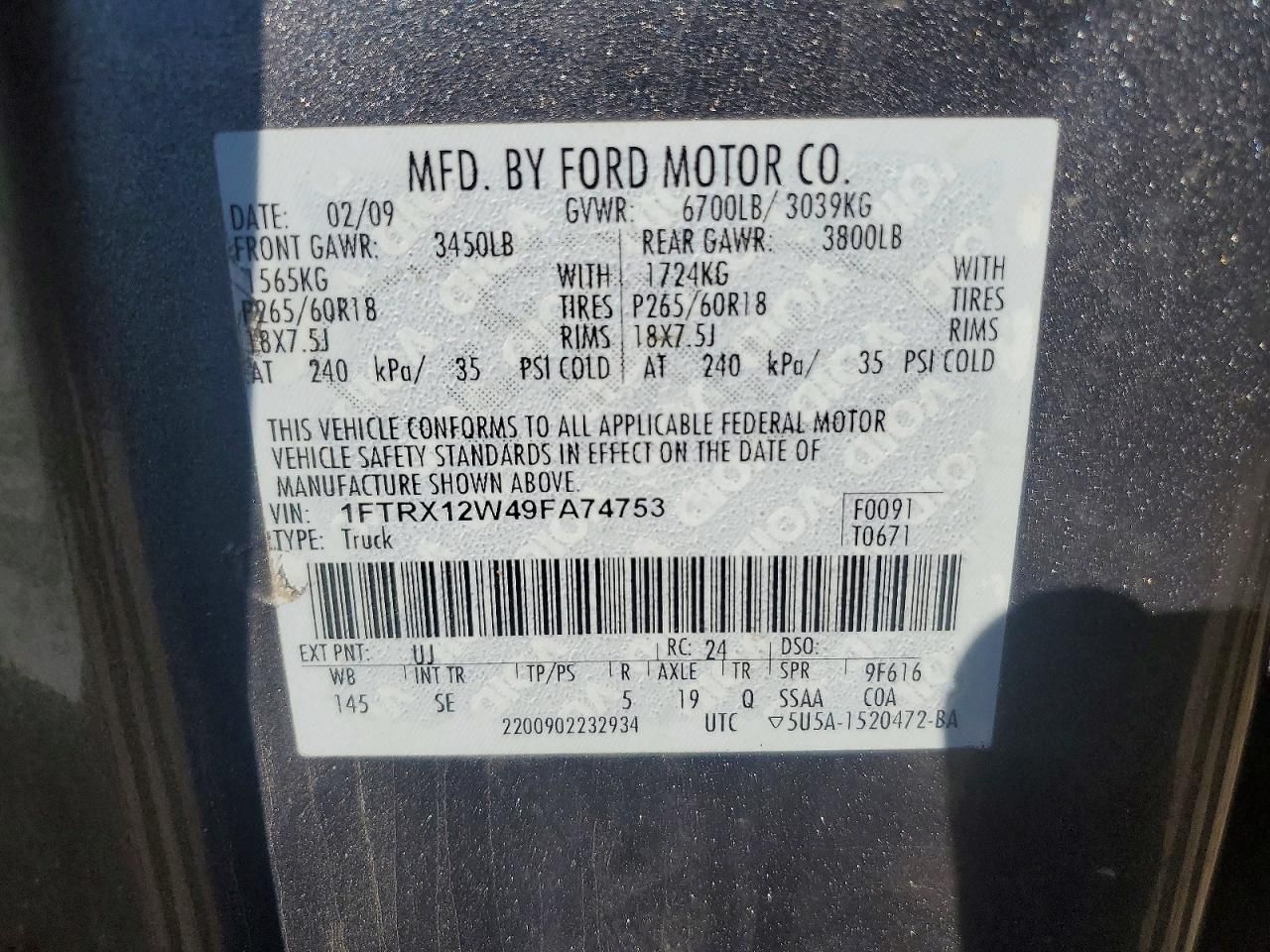 2009 Ford F150 Super cab