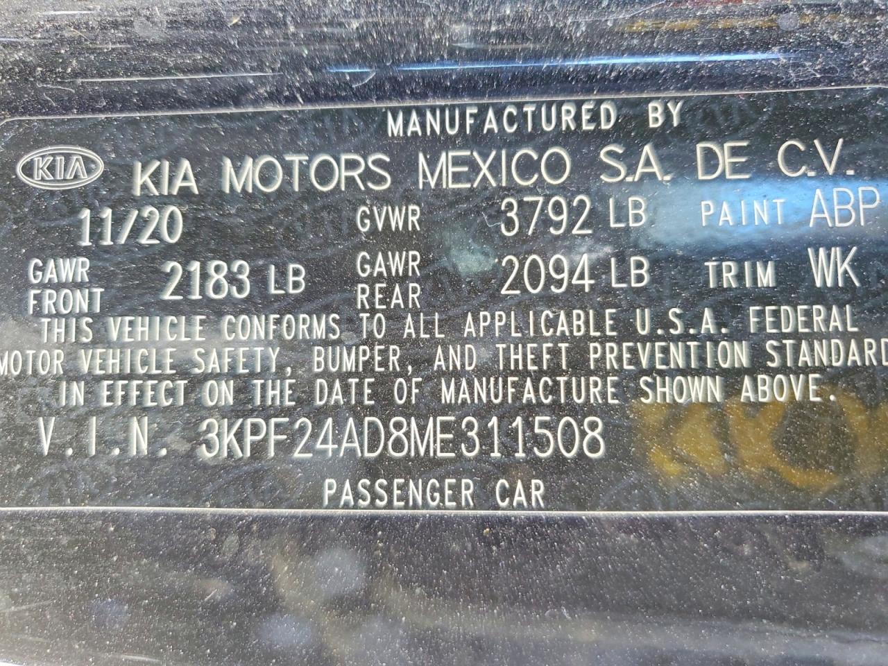 2021 KIA Forte fe