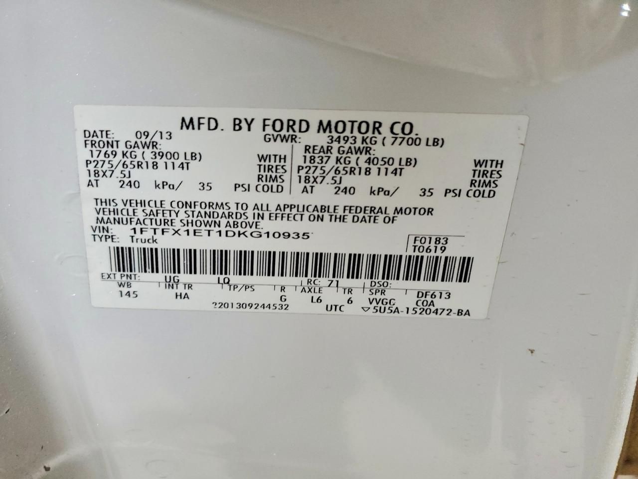 2013 Ford F150 Super cab