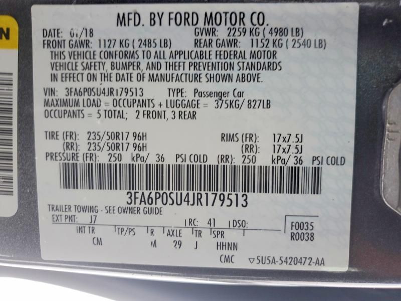 2018 Ford Fusion Titanium/platinum Phev