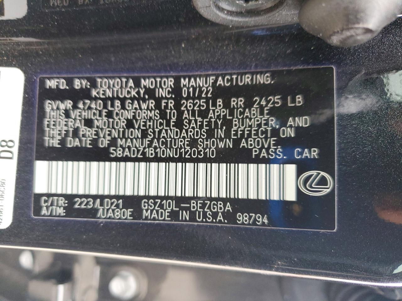2022 Lexus Es 350 Base