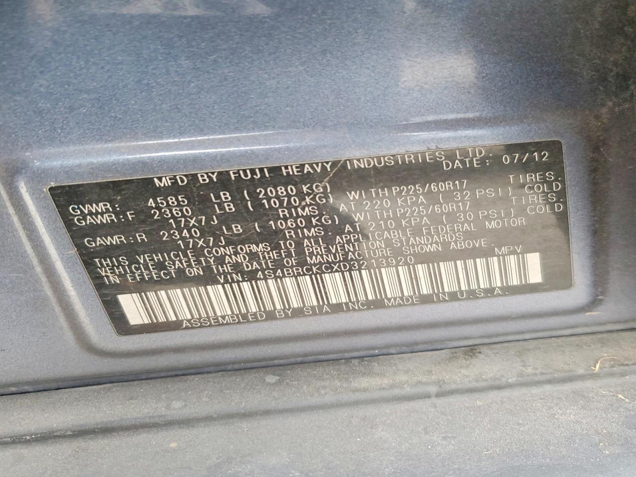 2013 Subaru Outback 2.5i Limited