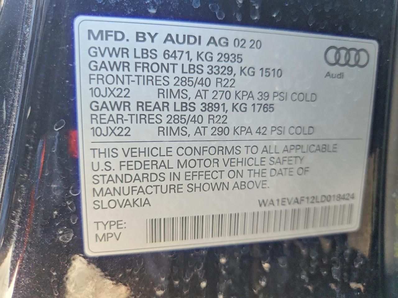 2020 Audi Q8 Premium Plus S-line