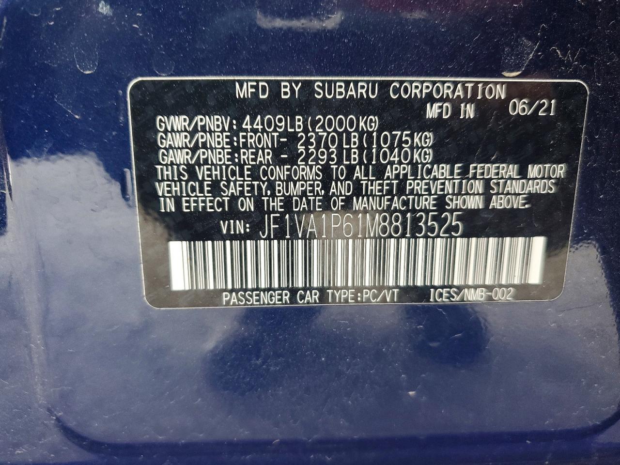 2021 Subaru Wrx Limited