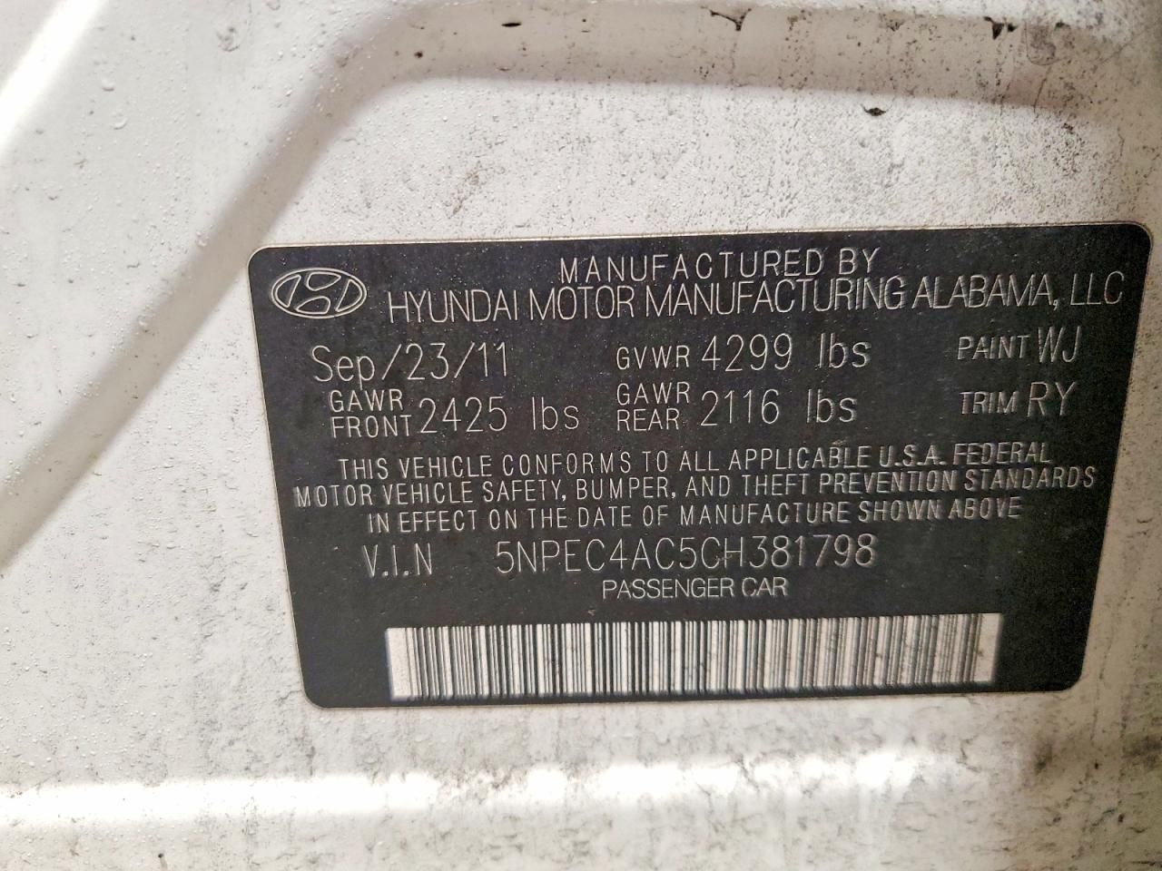 2012 Hyundai Sonata se