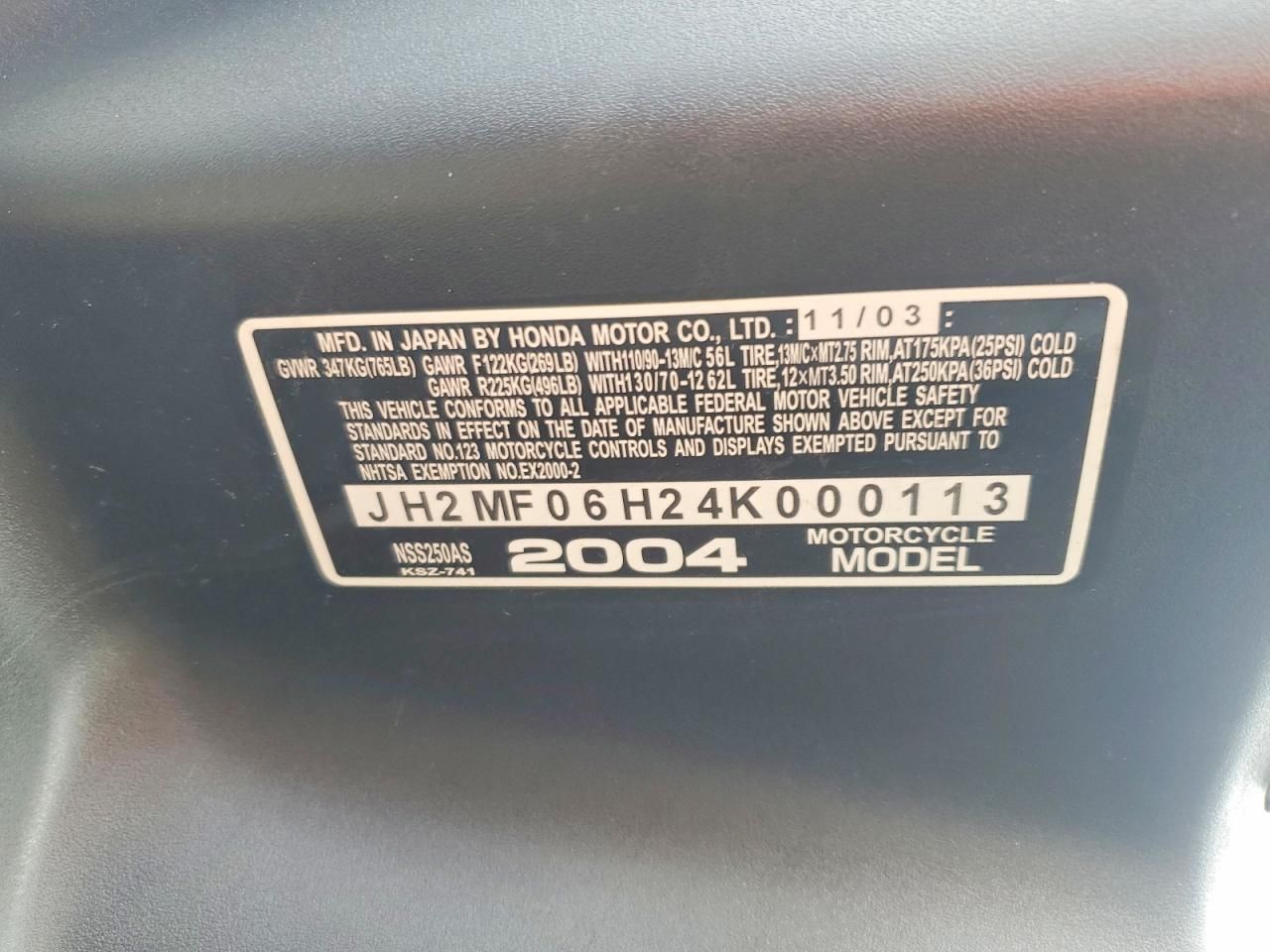 2004 Honda NSS250 AS