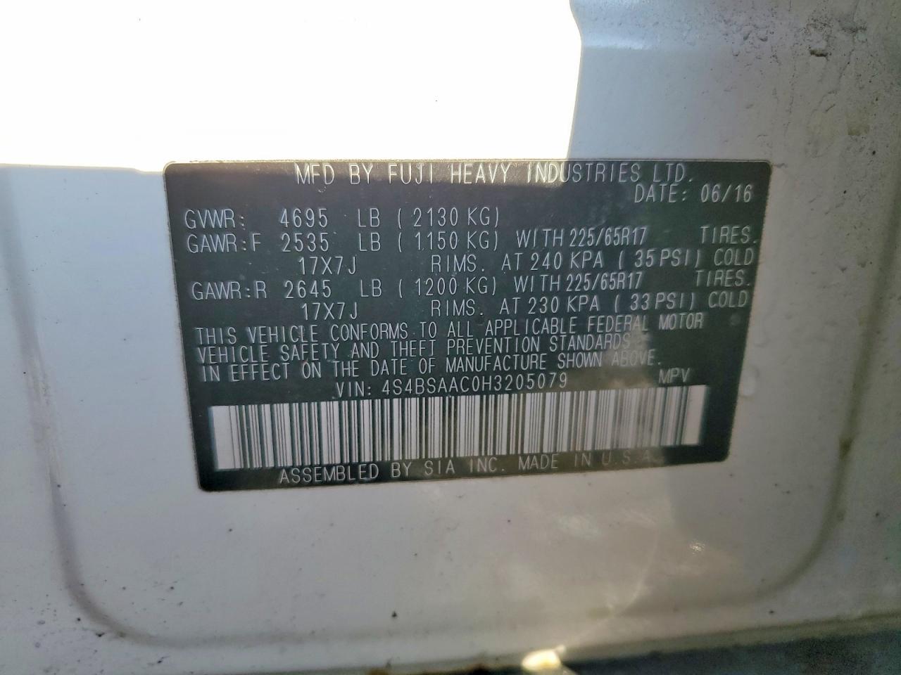 2017 Subaru Outback 2.5i