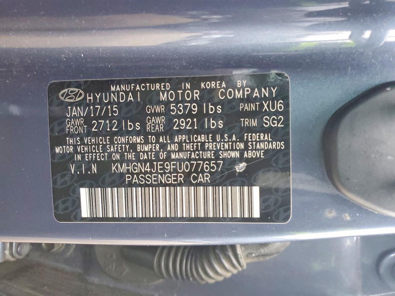 2015 Hyundai Genesis 3.8l