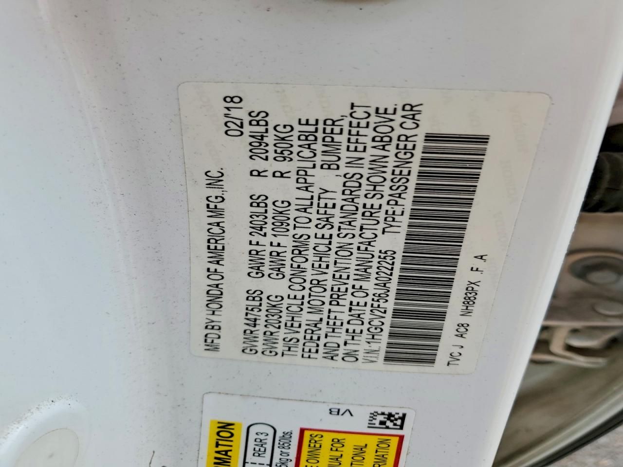 2018 Honda Accord exl