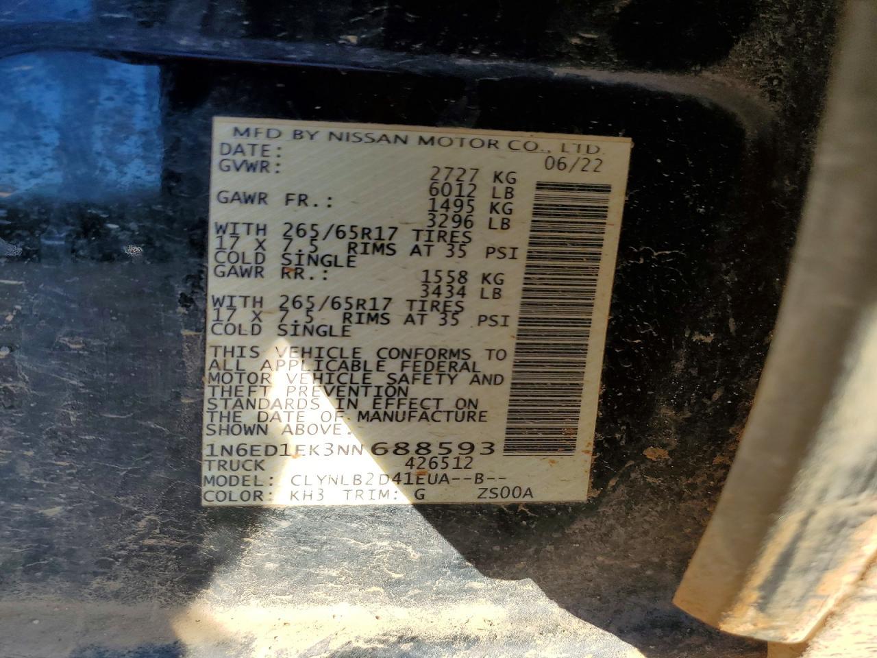 2022 Nissan Frontier s