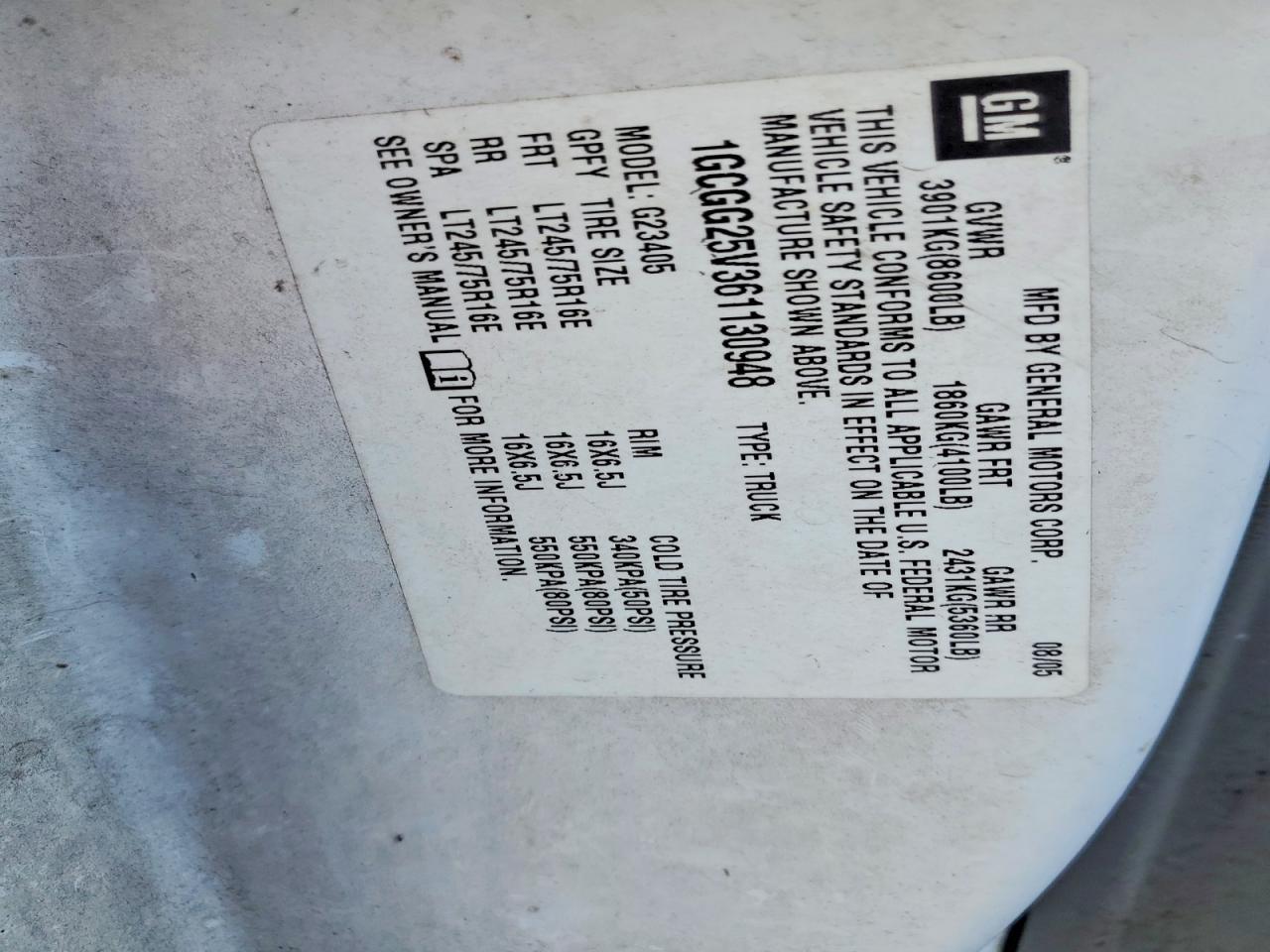 2006 Chev Rolet Express G2500 Delivery Van