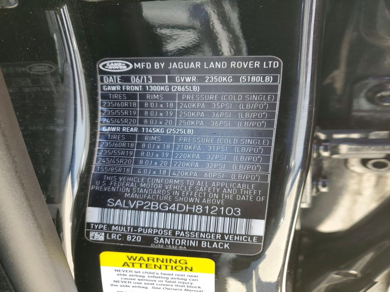2013 Land Rover Range Rover Evoque Pure Plus