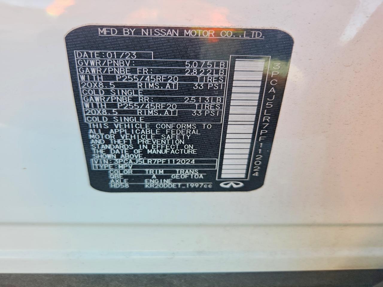 2023 Infiniti Qx55 Sensory