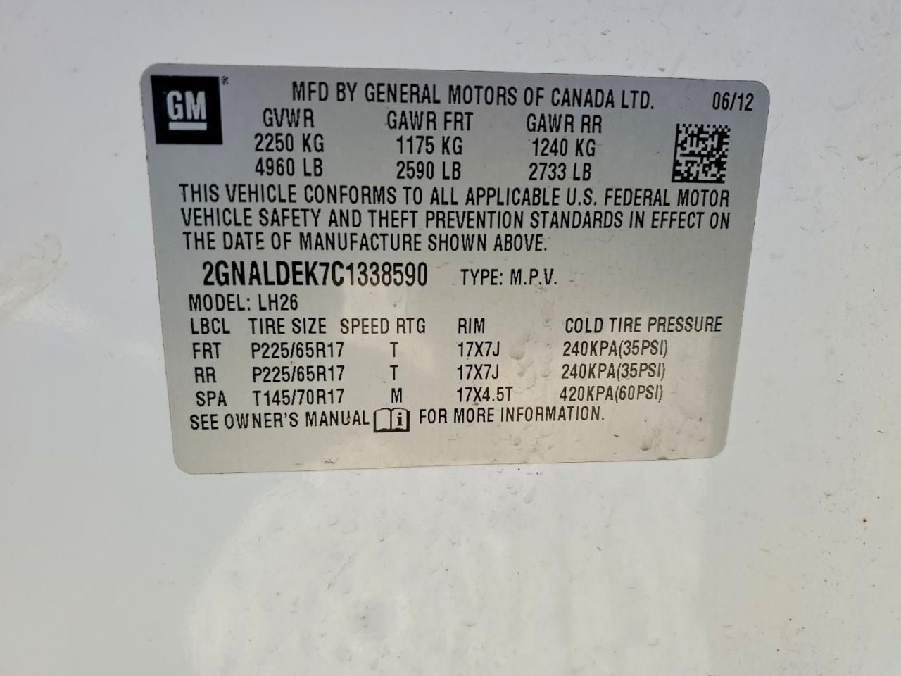 2012 Chevrolet Equinox lt