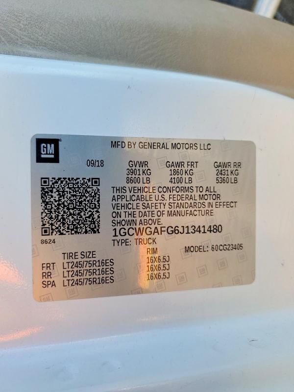 2018 Chevrolet Express G2500 Utility / Service Van