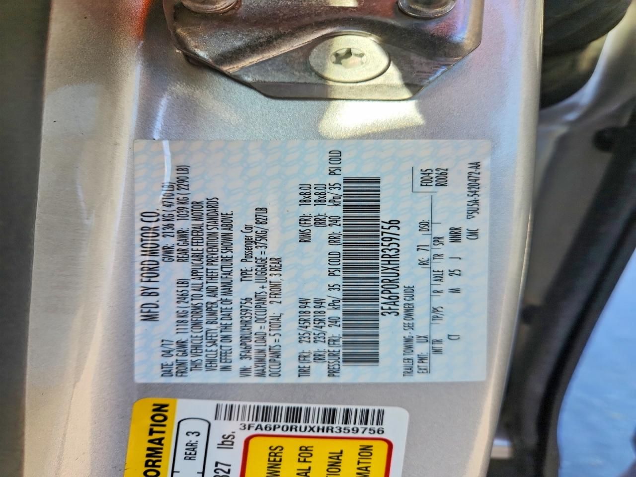 2017 Ford Fusion Titanium hev