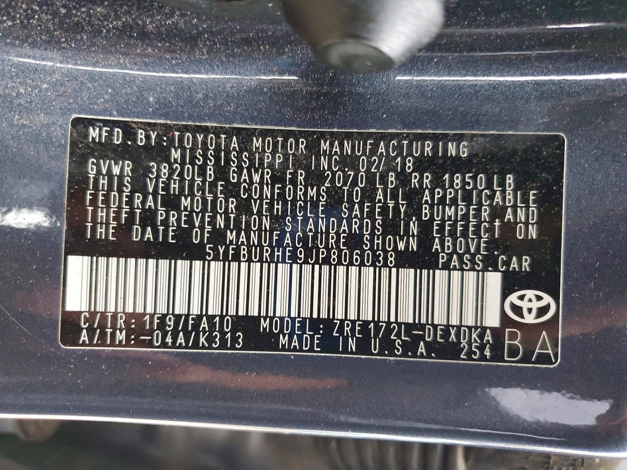2018 Toyota Corolla l