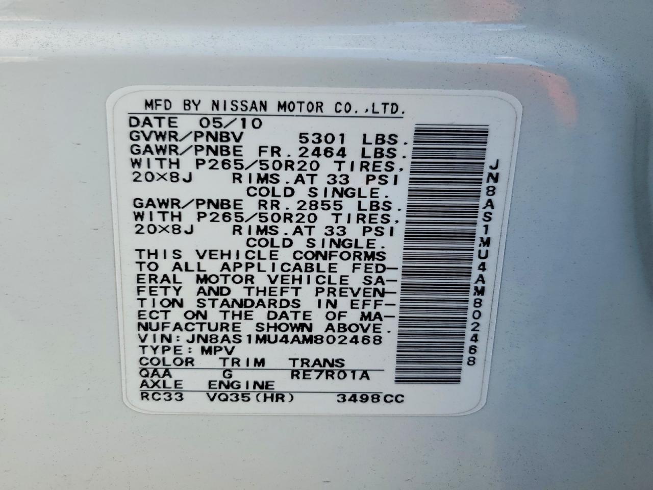 2010 Infiniti Fx35