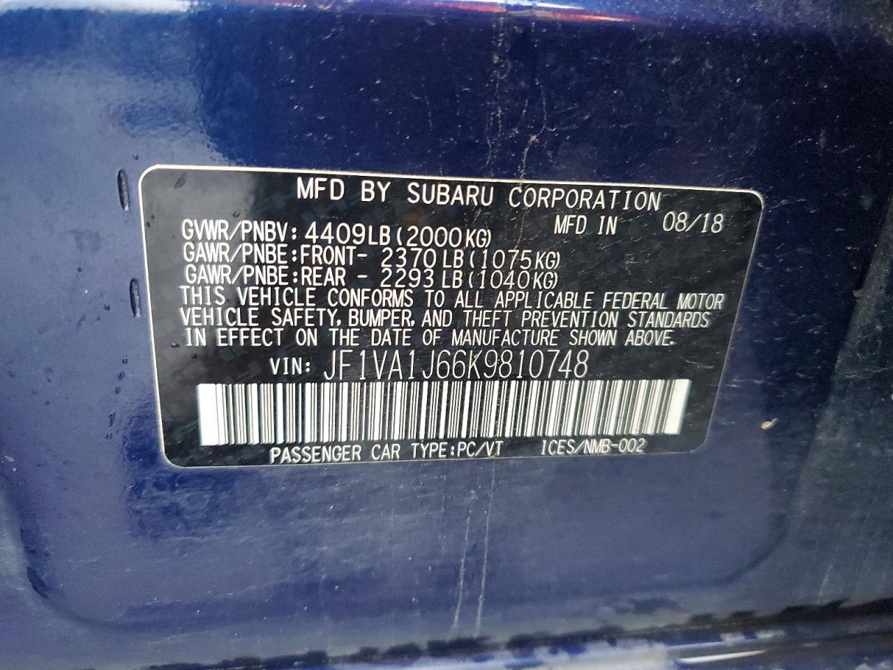 2019 Subaru Wrx Limited