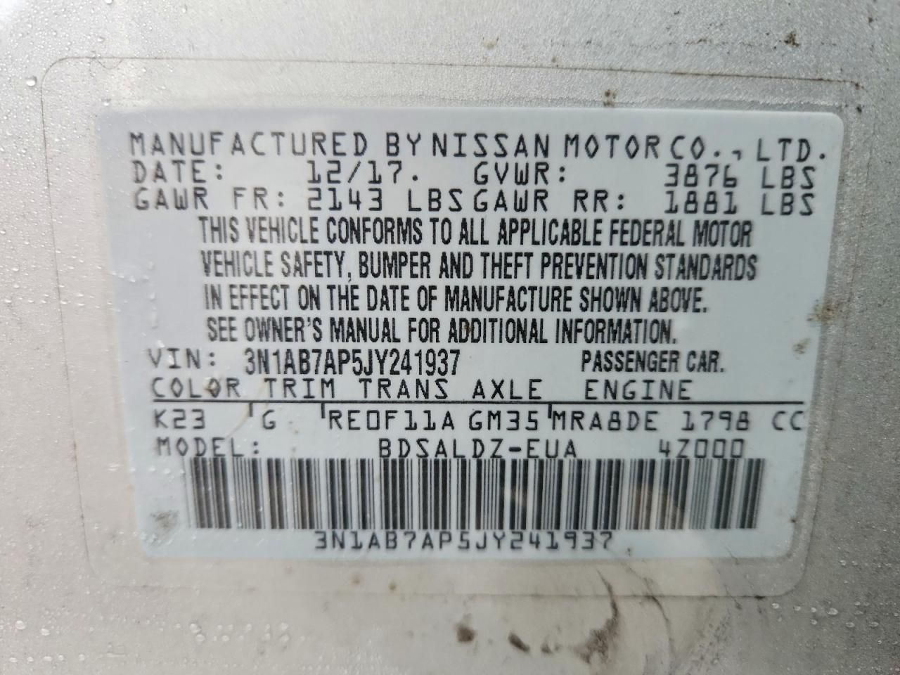 2018 Nissan Sentra s