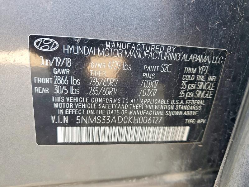 2019 Hyundai Santa fe sel