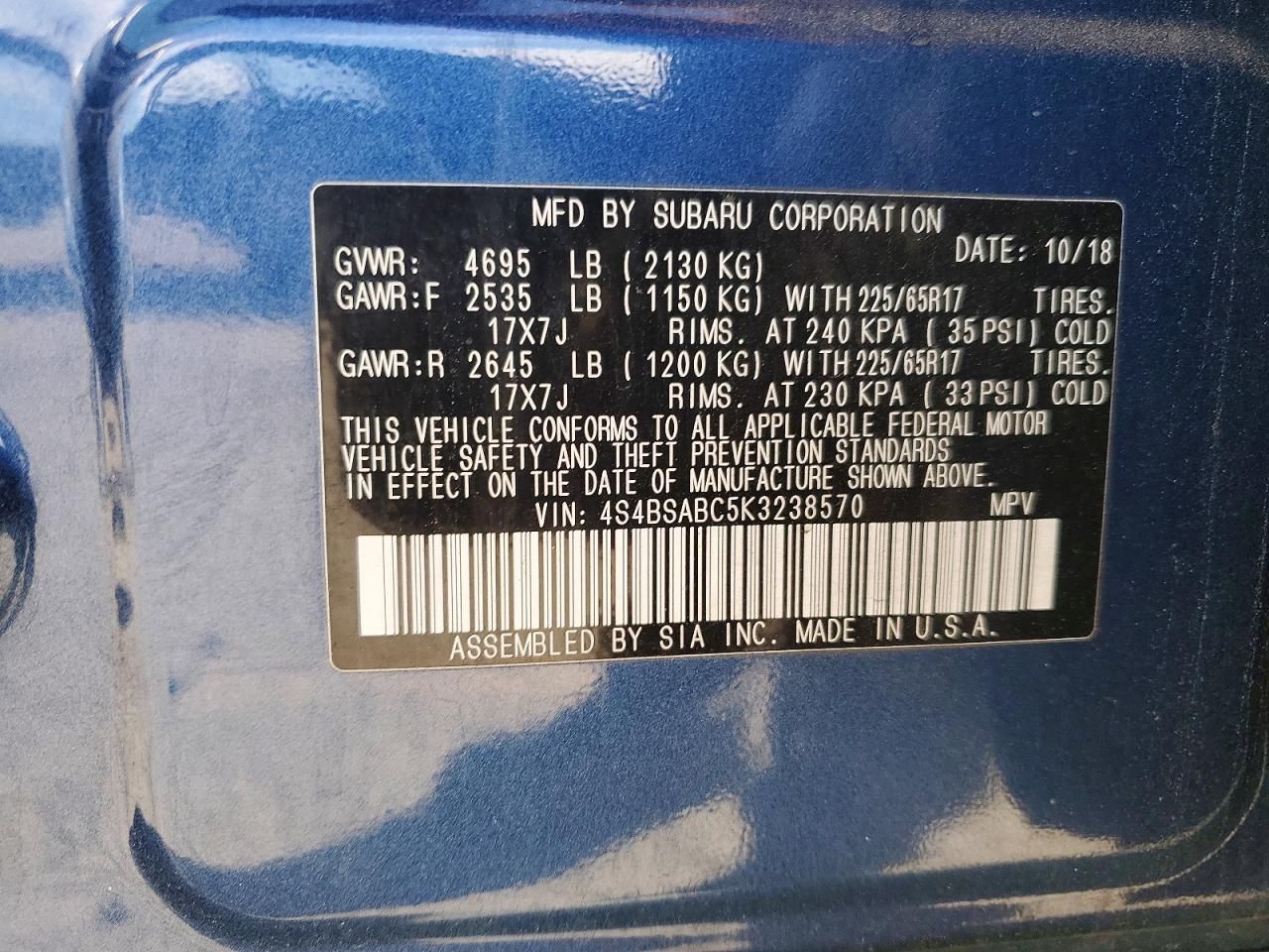 2019 Subaru Outback 2.5i