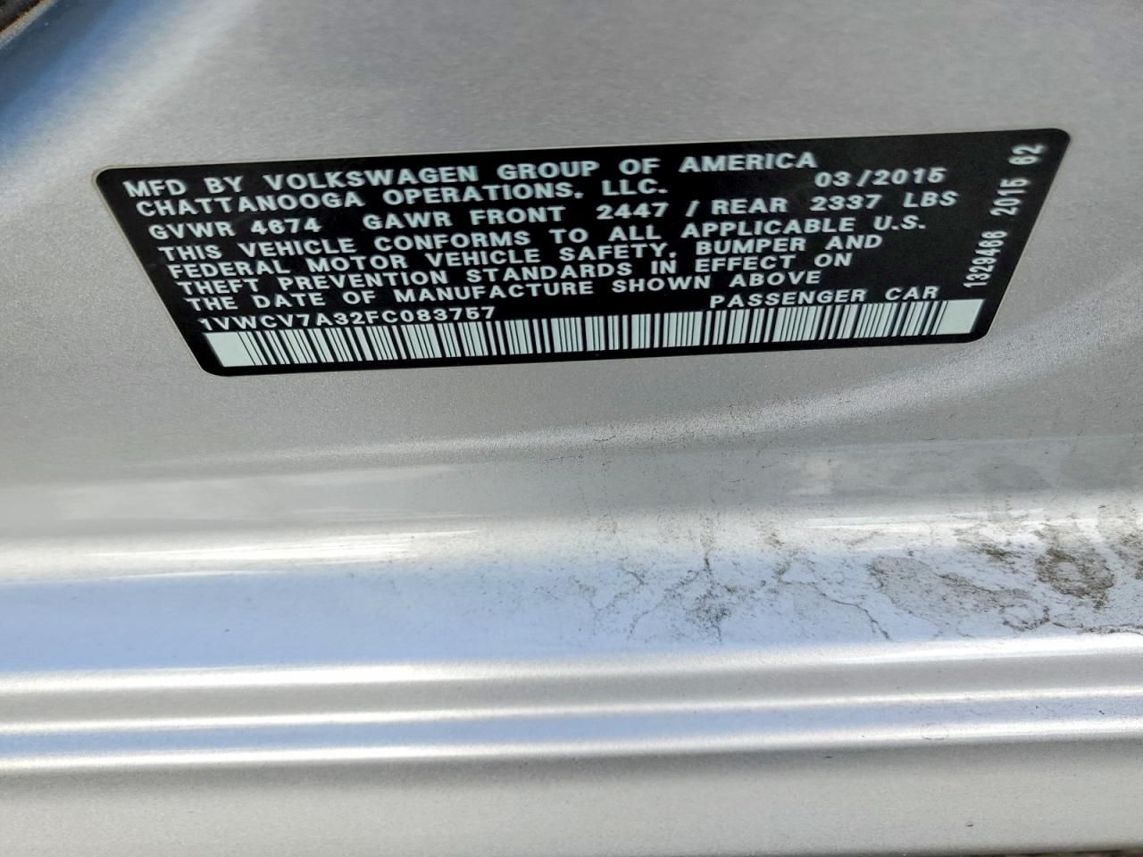 2015 Volkswagen Passat sel