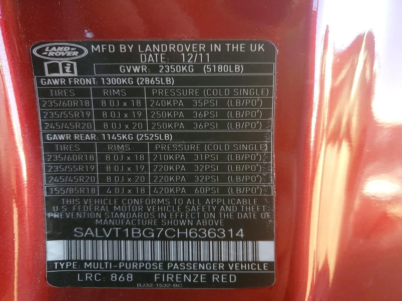 2012 Land Rover Range Rover Evoque Dynamic Premium