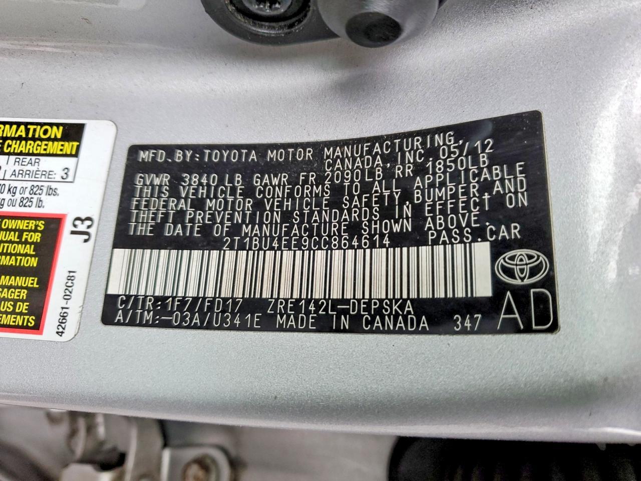 2012 Toyota Corolla Base