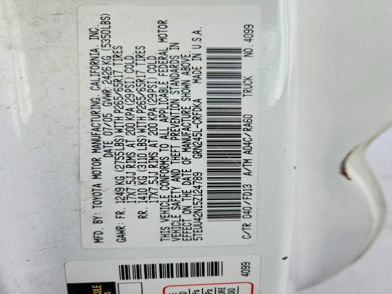 2005 Toyota Tacoma Access Cab