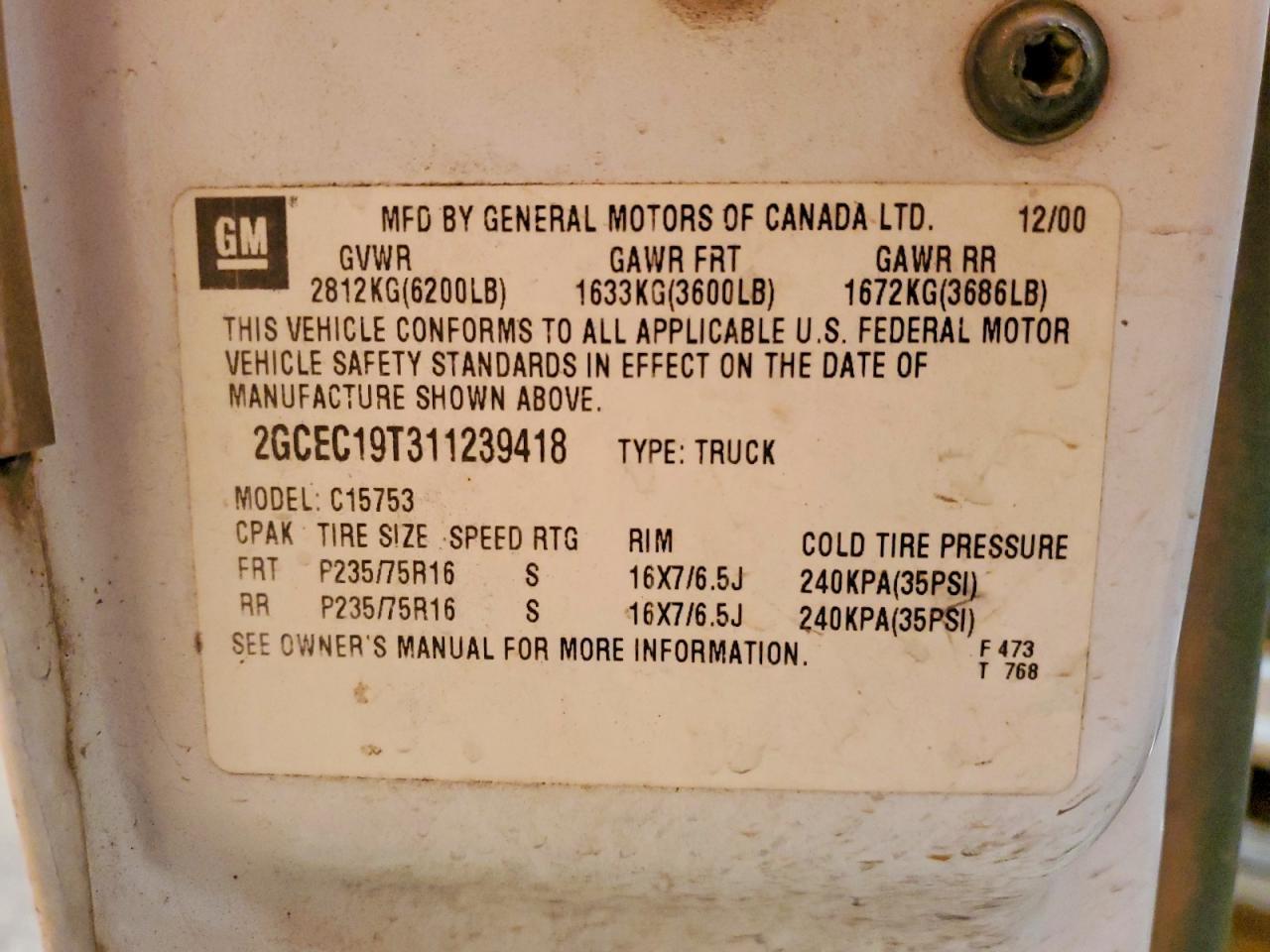 2001 Chevrolet Silverado C1500