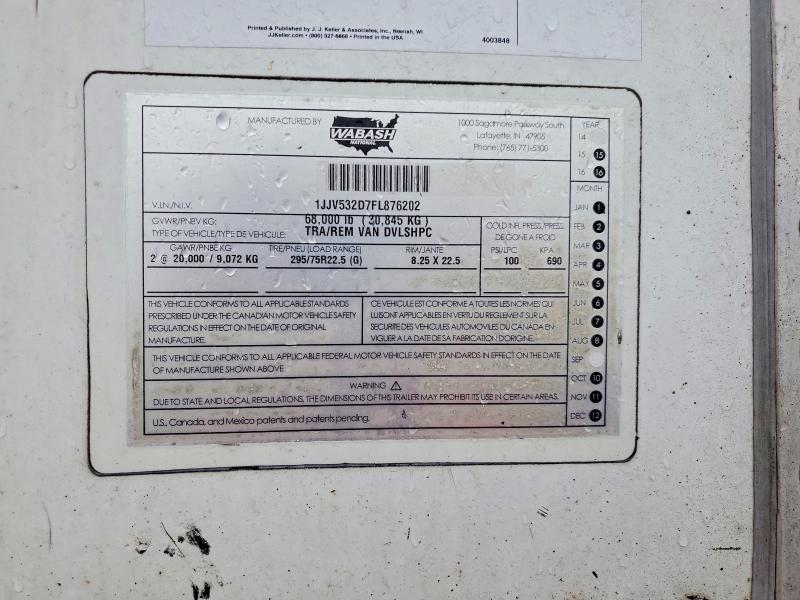 2015 Wabash Dvlshpc dry van Trailer