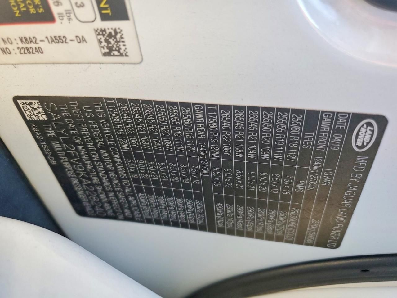 2019 Land Rover Range Rover Velar R-dynamic se