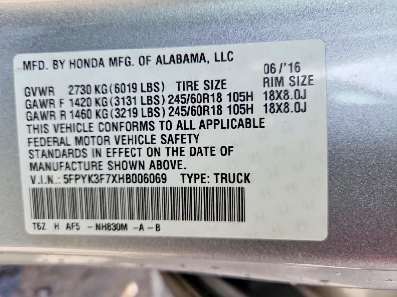 2017 Honda Ridgeline rtl