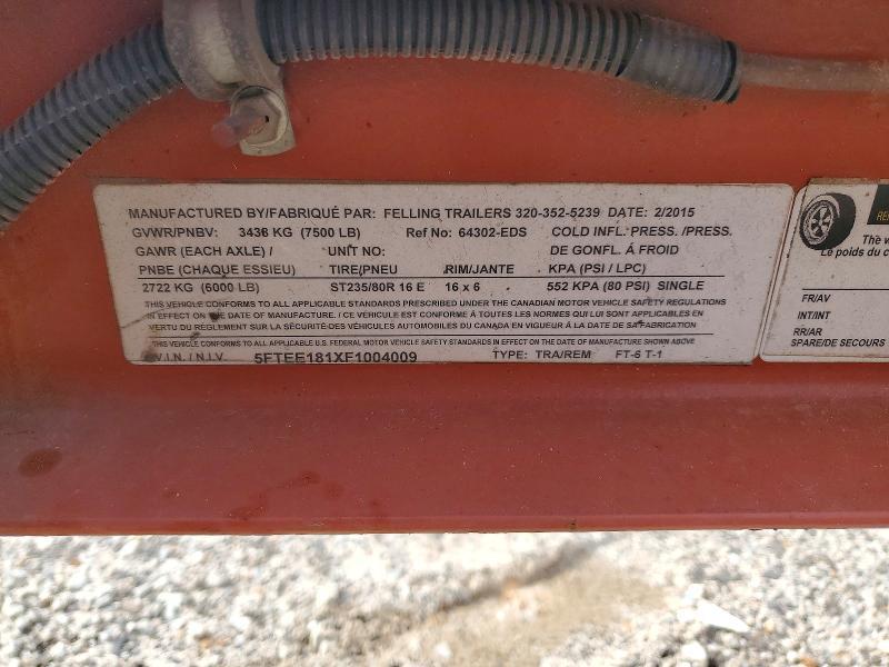 2015 Felling FT-6-T-1 Tilt Deck Equipment Trailer