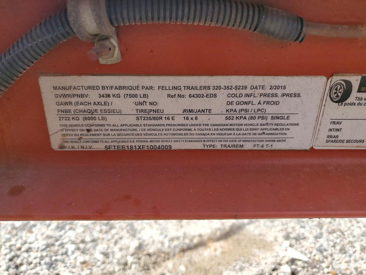 2015 Felling FT-6-T-1 Tilt Deck Equipment Trailer