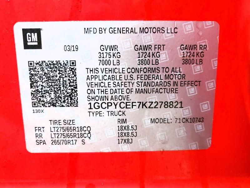 2019 Chevrolet Silverado K1500 Trail Boss Custom