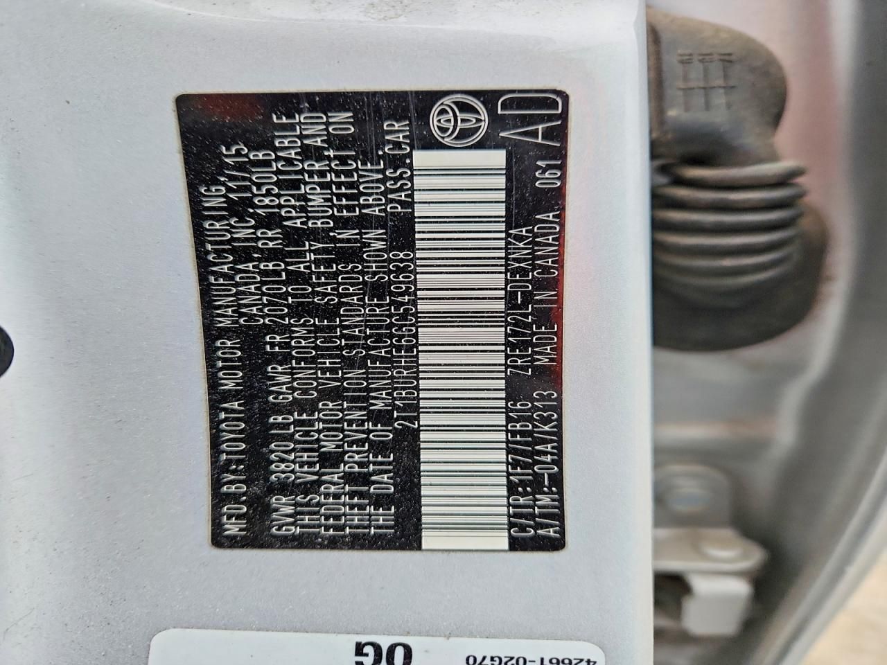 2016 Toyota Corolla l