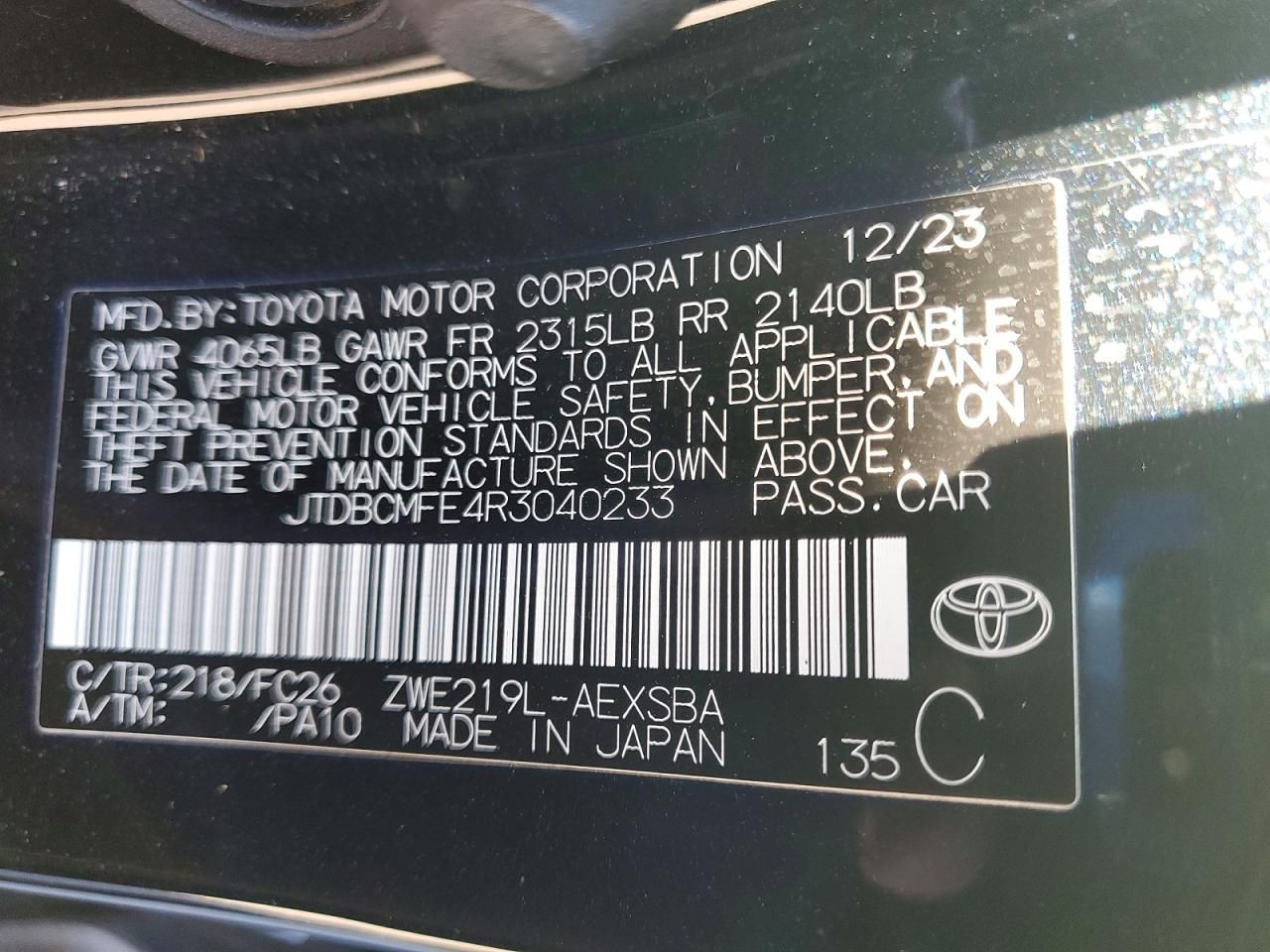 2024 Toyota Corolla le