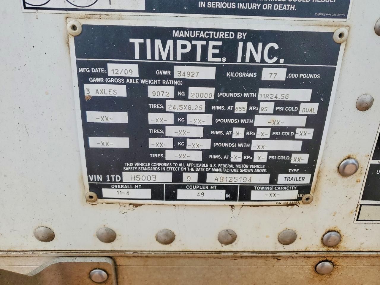 2010 Timpte Grain Trailer