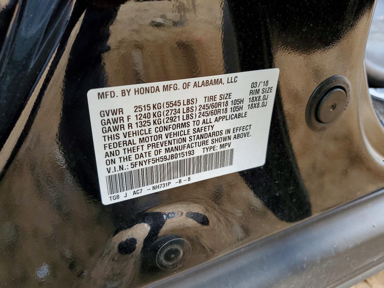 2018 Honda Pilot exl
