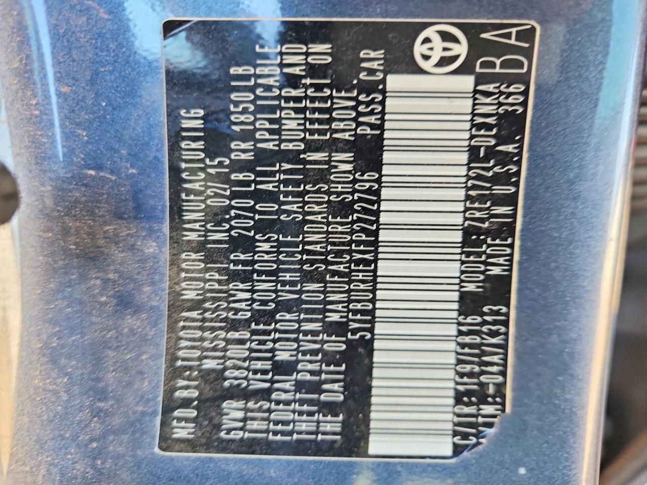 2015 Toyota Corolla l