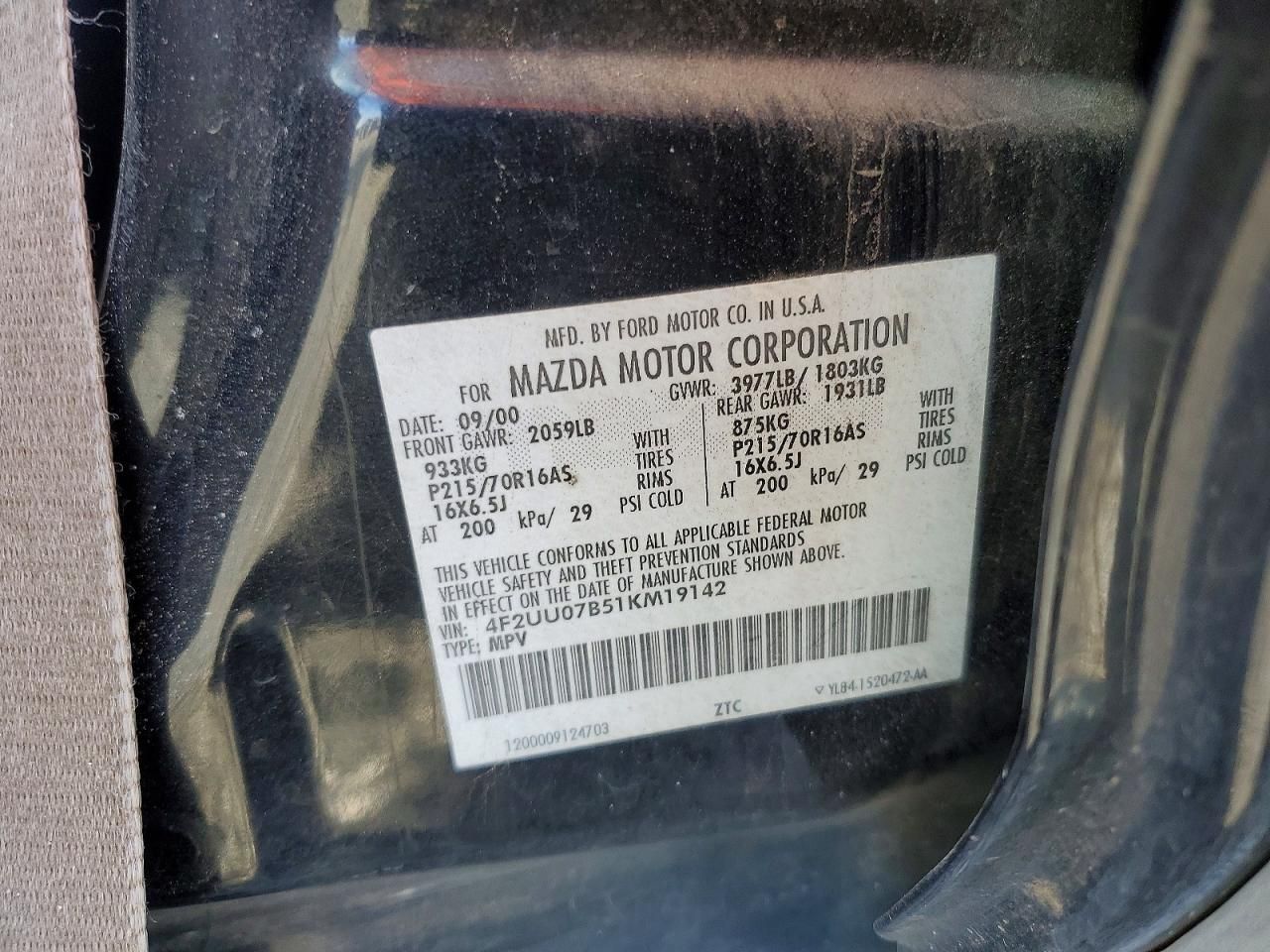 2001 Mazda Tribute dx